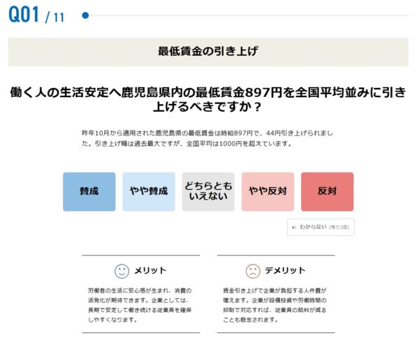 鹿児島県知事選挙(7月7日投票)2024投票マッチング
